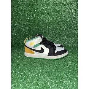 Nike Air Jordan 1 Mid SE Kids Size 1Y Laser Orange Lucky Green BQ6932-101